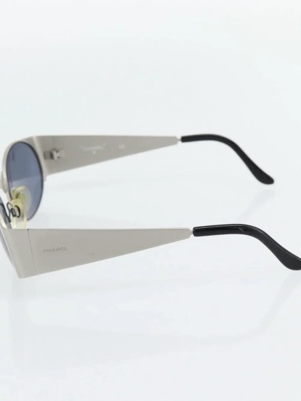 CHANEL Sunglasses metal Silver CC Auth 181482
